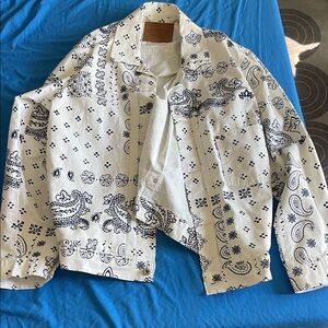 Levi's Cream and Navy Bandana Pattern Jacket